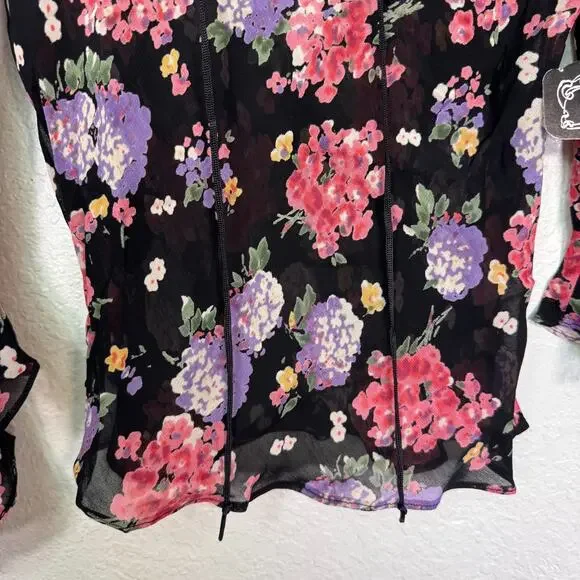 Angie Y2K Top Womens Small Floral Boho Fairy Cottage Romantic Festival Vintage - Picture 5 of 9